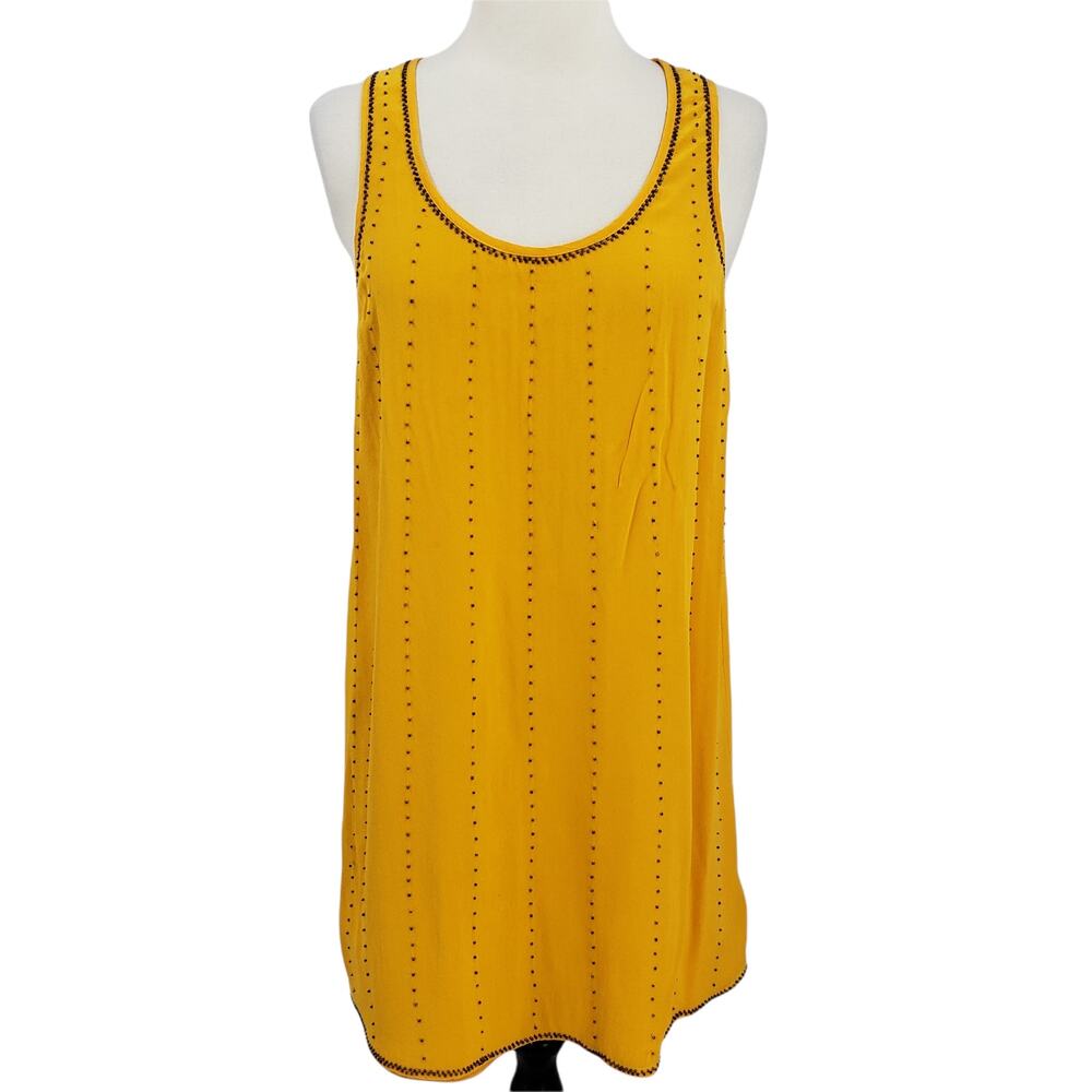 Aryn K 100% Silk Sheath Shift Tunic Tank Dress or Top Butter Yellow